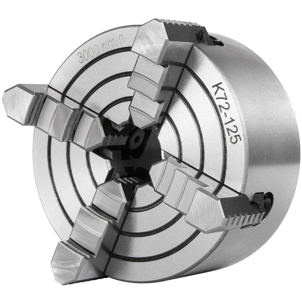 K72-125 Lathe Chuck, 5 Inch, 4-Jaw, Independent Metal Lathe Chuck with Reversible Jaw, Cast Iron Body, 0.276 -2.244 in Internal 1.89 -4.92 in External Jaw Clamping Range, for Lathes Machine