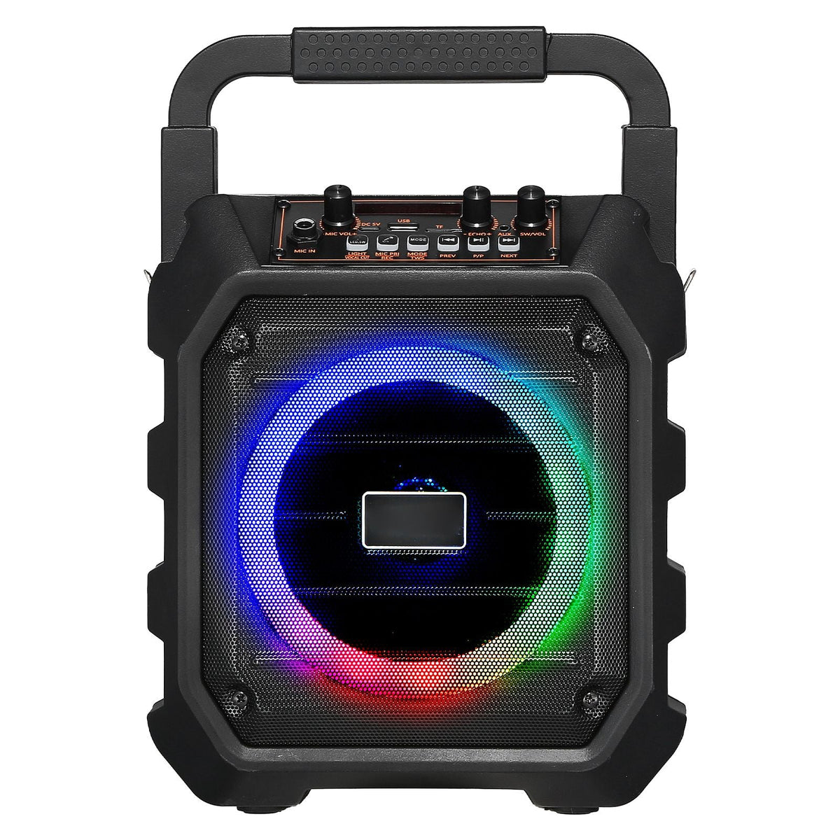 Karaoke Machine for Adults, 20W, 6.5-inch Portable Bluetooth Speaker with 2 Wireless Microphones, LED Light, TWS Function, Handle, Shoulder Strap, Support Micro TF Card, USB, AUX, for Home Party