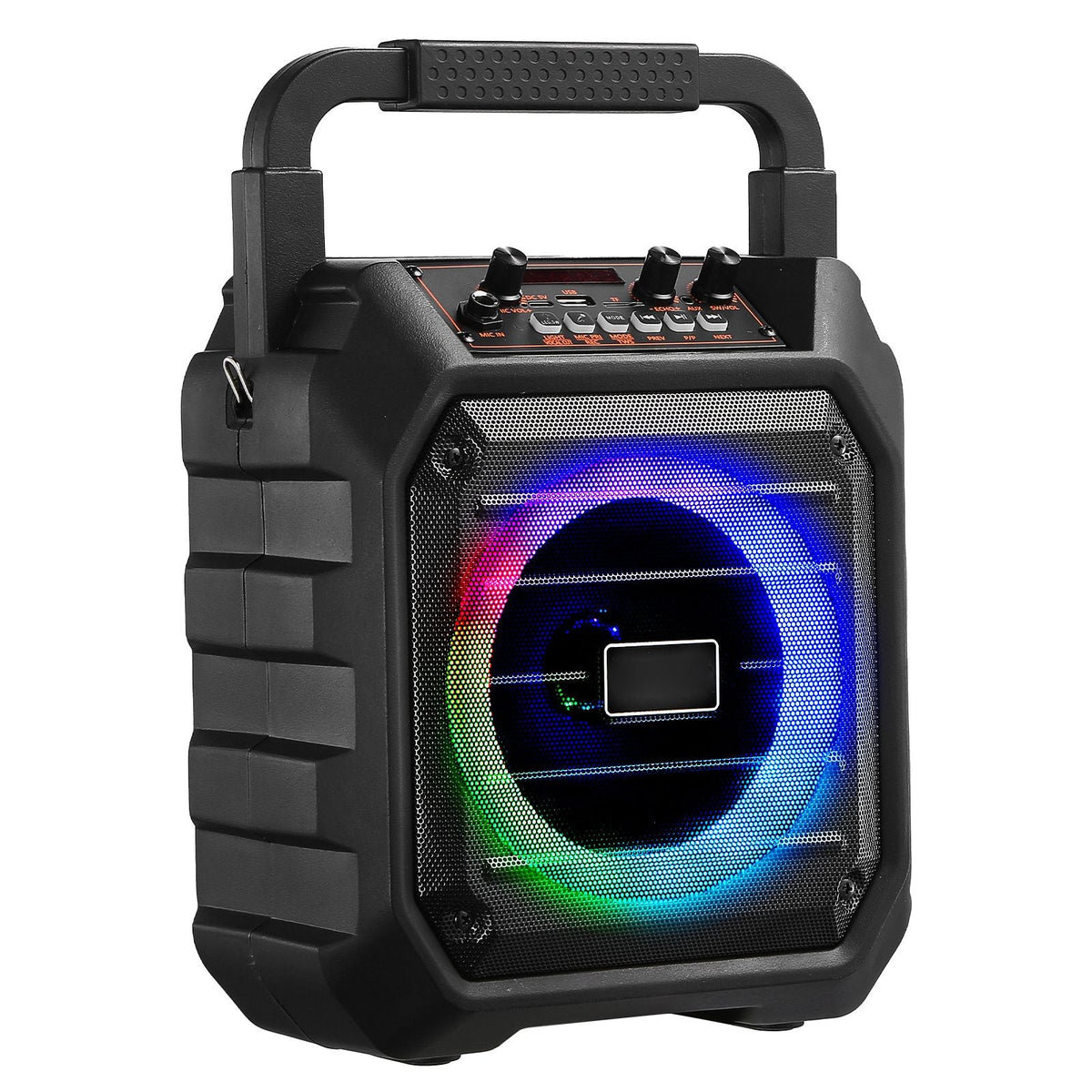 Karaoke Machine for Adults, 20W, 6.5-inch Portable Bluetooth Speaker with 2 Wireless Microphones, LED Light, TWS Function, Handle, Shoulder Strap, Support Micro TF Card, USB, AUX, for Home Party