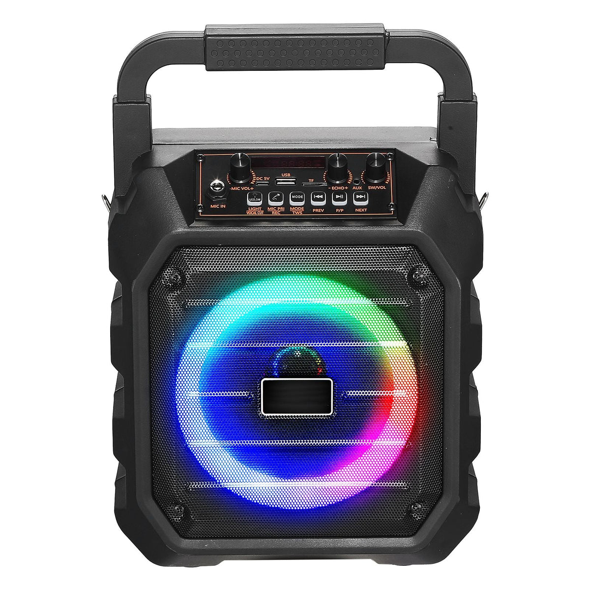 Karaoke Machine for Adults, 20W, 6.5-inch Portable Bluetooth Speaker with 2 Wireless Microphones, LED Light, TWS Function, Handle, Shoulder Strap, Support Micro TF Card, USB, AUX, for Home Party
