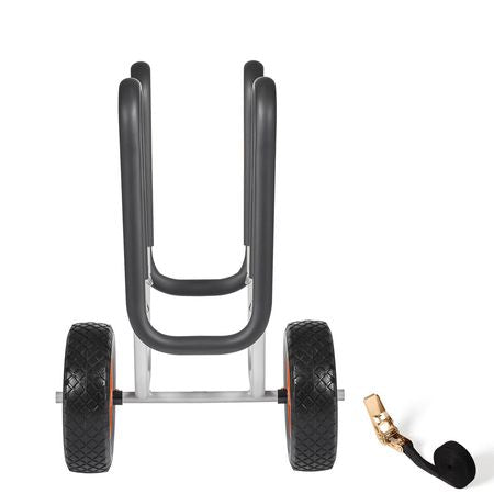 Kayak Cart, 150 lbs Load Capacity, Stand Up Paddle Board Trolley with 10-inch Solid Rubber Tires & Kickstands, Paddle Board Carrier with Ratchet Strap for Paddleboard & Surfboard Transport