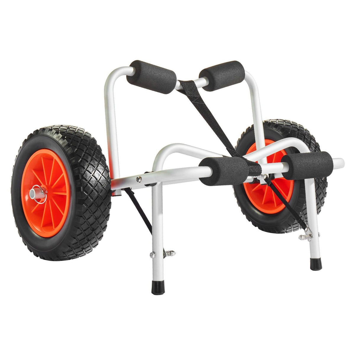 Kayak Cart, 250 lbs Load Capacity, Foldable Kayak Trolley with 10-inch Solid Rubber Tires & 1 Ratchet Strap, Paddle Board Trolley for Carrying Kayaks, Canoes, Paddleboards, Float Mats, Jon Boats