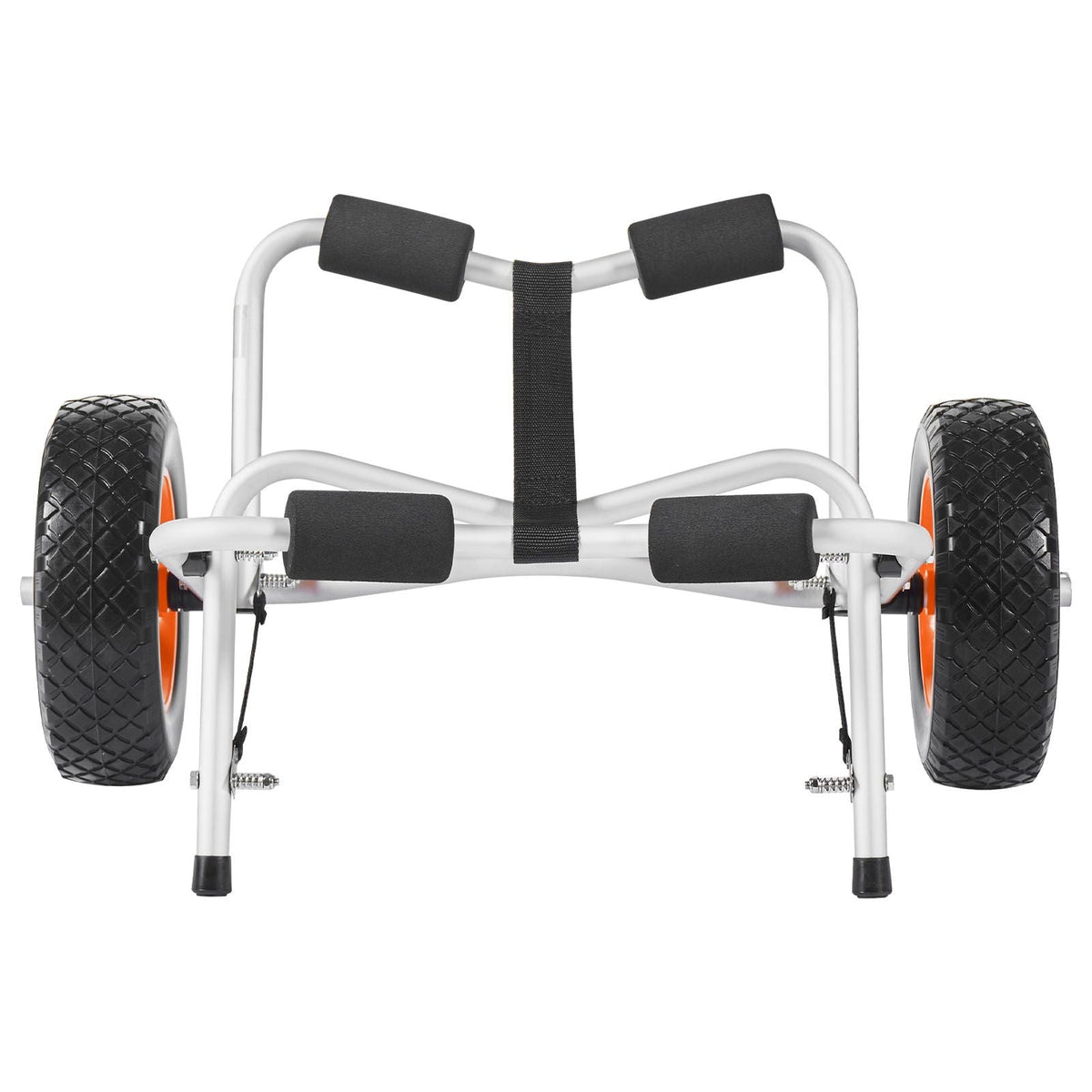 Kayak Cart, 250 lbs Load Capacity, Foldable Kayak Trolley with 10-inch Solid Rubber Tires & 1 Ratchet Strap, Paddle Board Trolley for Carrying Kayaks, Canoes, Paddleboards, Float Mats, Jon Boats