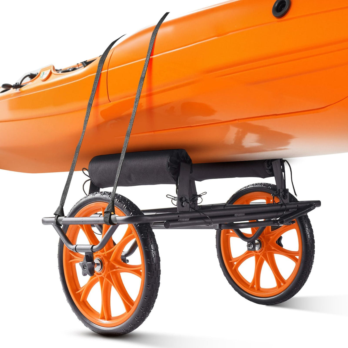 Kayak Cart, 330 lbs Load Capacity, Canoe Cart Dolly with 15-inch Solid Rubber Tires & Kickstand, Assembles & Disassembles Within Seconds, Paddle Board Trolley for Kayaks, Canoes, Paddleboards