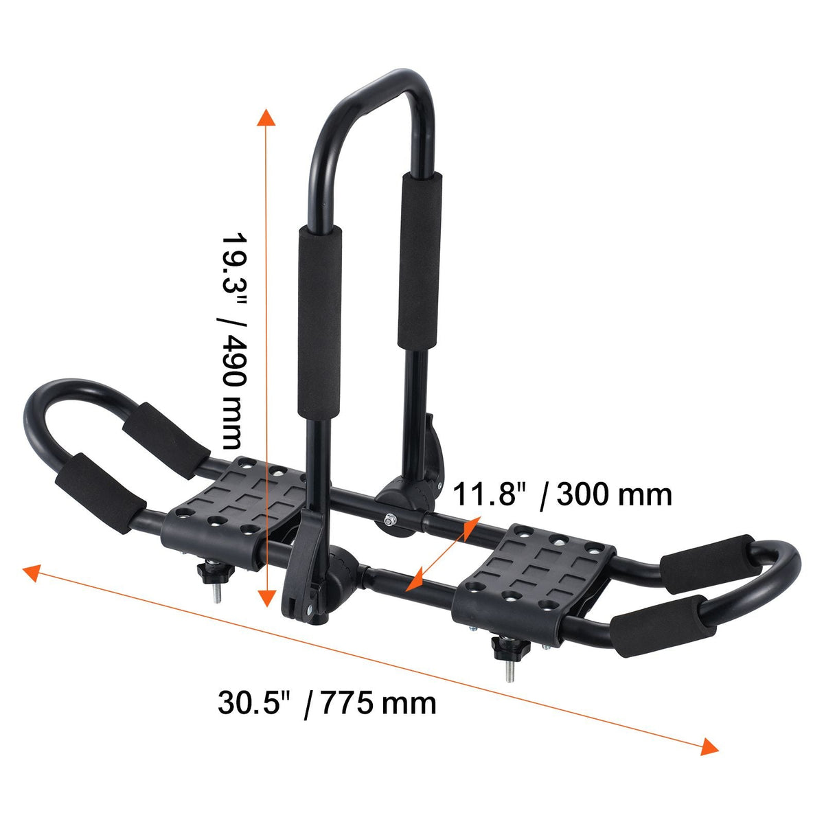 Kayak Roof Rack 1 Pair J-Bar, Soft Roof Rack, Top Mount Tie Down, Carrier for kayak, Surf Board, Canoe, SUP, Ski Board, Mount on Car, SUV, Truck, 2 Kayaks