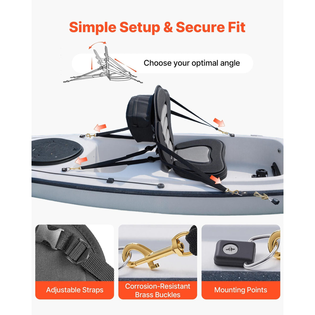 Kayak Seat, 1 Pack 2.6" Thick, Universal Paddle Board Seat with Back Support, Sit-on-Top Soft Padded Cushion with Storage Bag & Adjustable Straps for SUP, Canoe, Fishing Boat, Inflatable Kayak