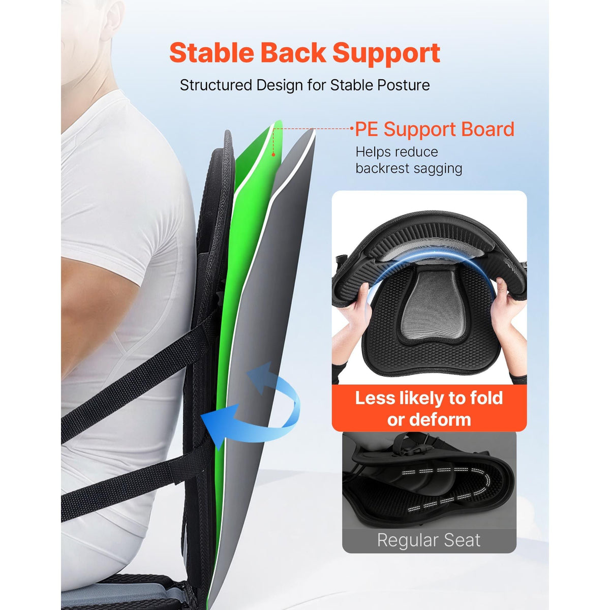 Kayak Seat, 1 Pack 2.6" Thick, Universal Paddle Board Seat with Back Support, Sit-on-Top Soft Padded Cushion with Storage Bag & Adjustable Straps for SUP, Canoe, Fishing Boat, Inflatable Kayak