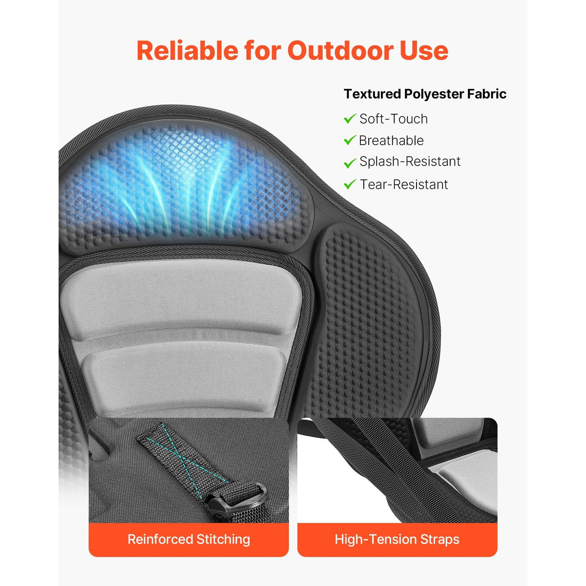 Kayak Seat, 2 Pack 2" Thick, Universal Paddle Board Seat with Back Support, Sit-on-Top Soft Padded Cushion with Storage Bag & Adjustable Straps for SUP, Canoe, Fishing Boat, Inflatable Kayak