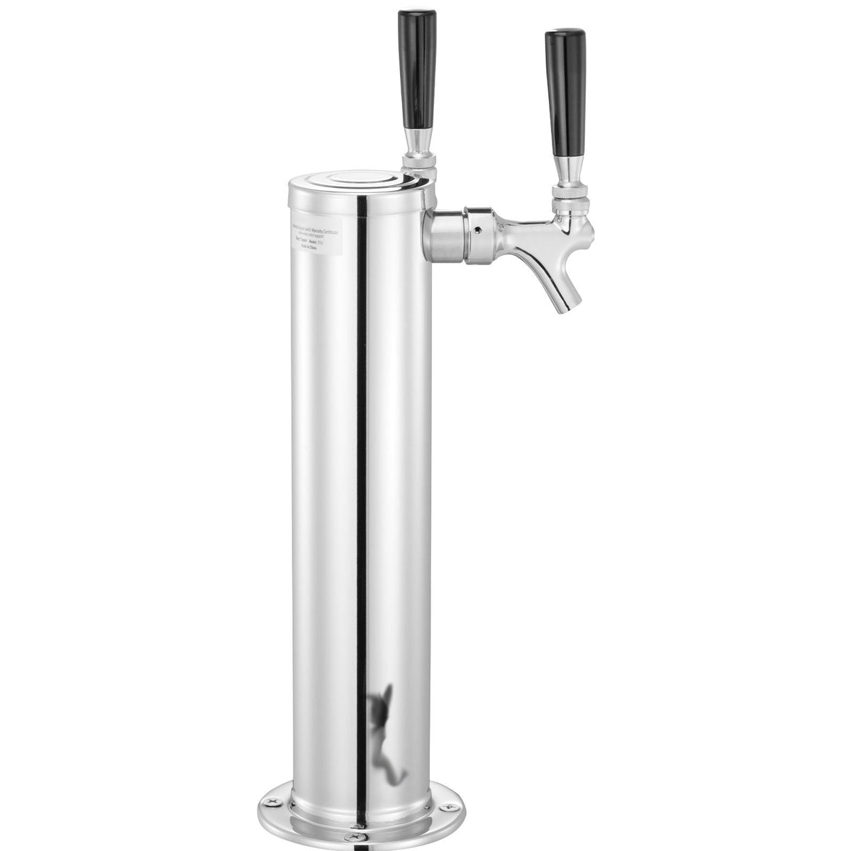Kegerator Tower Kit, Dual Taps Beer Conversion Kit, Stainless Steel Keg Beer Tower Dispenser with Dual Gauge CGA320 Regulator & D-System Keg Coupler, Self-Closing Spring for Party Bar Home