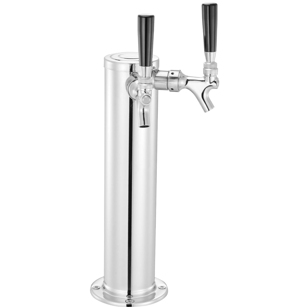 Kegerator Tower Kit, Dual Taps Beer Conversion Kit, Stainless Steel Keg Beer Tower Dispenser with Dual Gauge CGA320 Regulator & D-System Keg Coupler, Self-Closing Spring for Party Bar Home