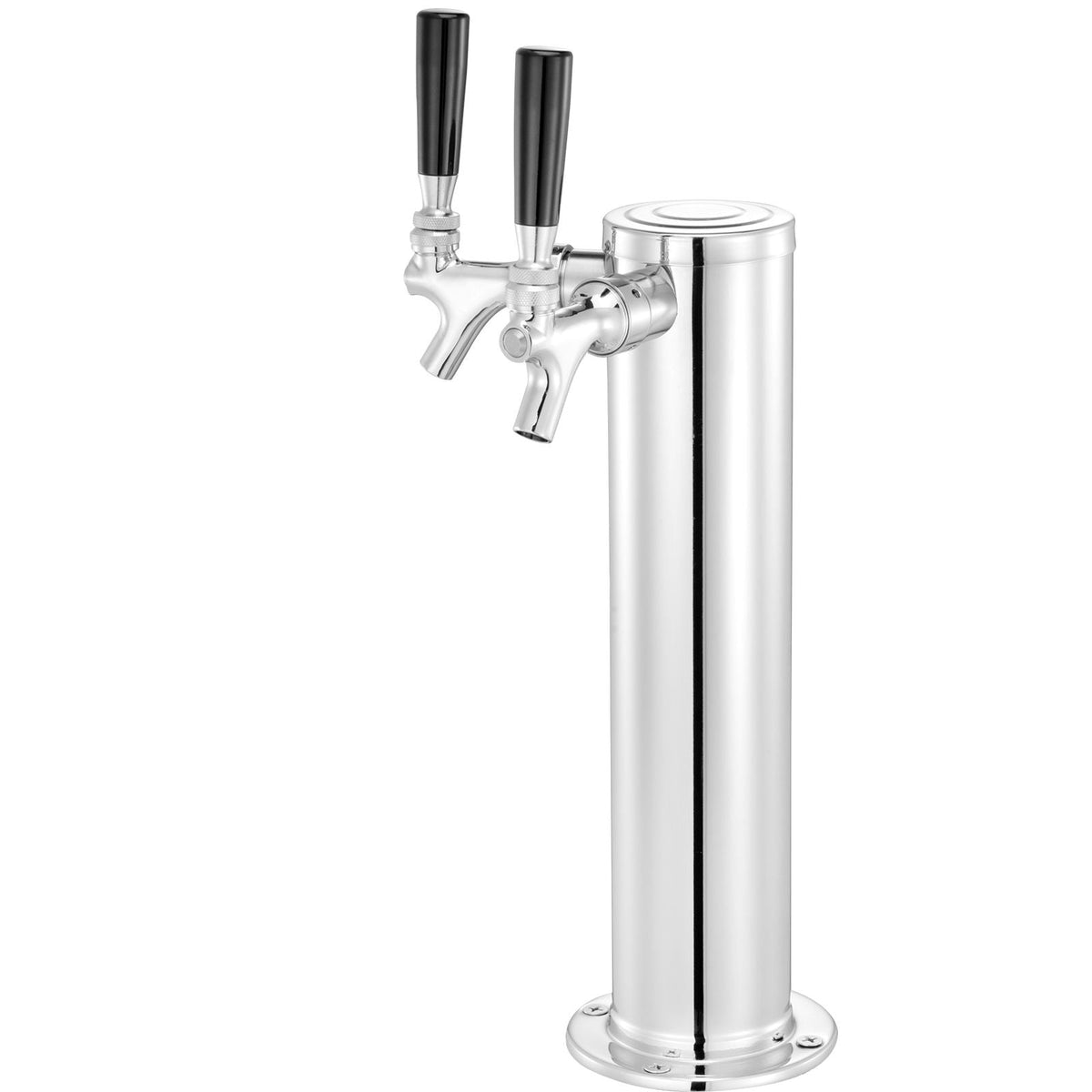 Kegerator Tower Kit, Dual Taps Beer Conversion Kit, Stainless Steel Keg Beer Tower Dispenser with Dual Gauge CGA320 Regulator & D-System Keg Coupler, Self-Closing Spring for Party Bar Home
