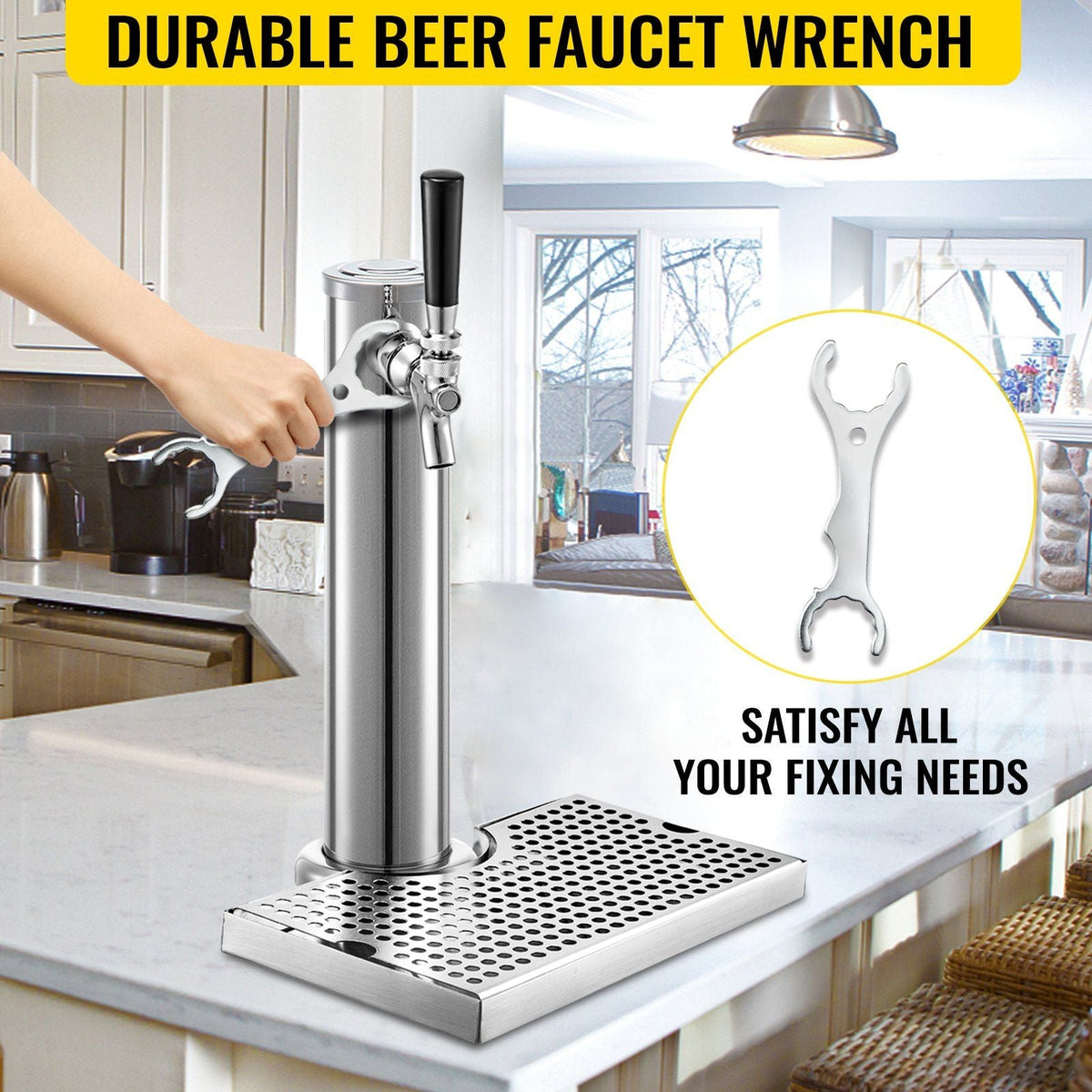 Kegerator Tower Kit, Single Tap Beer Conversion Kit, No Tank Keg Conversion Kit, Stainless Steel Keg Tower, Deluxe Kegarator Beer Conversion With Dual Gauge Regulator & D-System Keg Coupler
