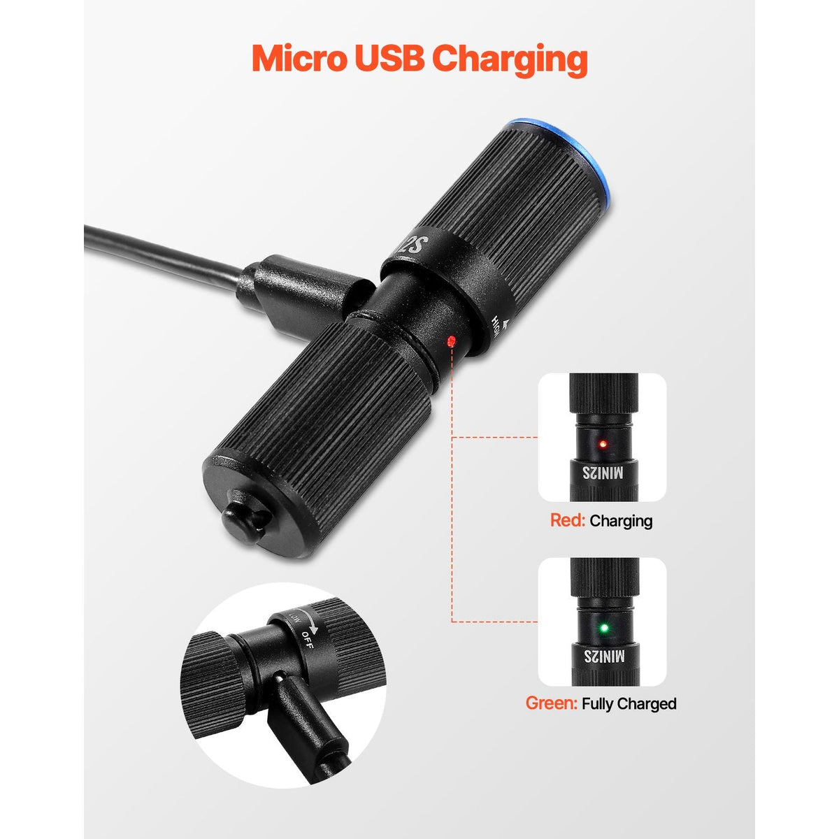 Keychain Flashlight, Rechargeable Mini LED Flashlight, 200 High Lumens Pocket-Sized Flashlight with 2 Lighting Modes, IPX7 Waterproof Portable Flashlight for Everyday Carry, Camping, Emergencies