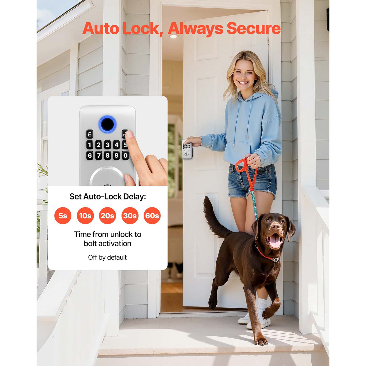 Keyless Entry Door Lock, Electronic Deadbolt with Customizable User Codes, Pioneering Easy-Grip Design, Keyed Entry, Auto Lock, Anti-Peeking Password, Backlit Keypad, for Home, Apartment, Silver