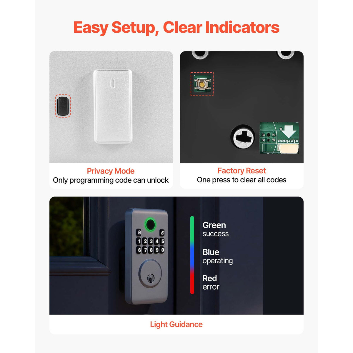 Keyless Entry Door Lock, Electronic Deadbolt with Customizable User Codes, Pioneering Easy-Grip Design, Keyed Entry, Auto Lock, Anti-Peeking Password, Backlit Keypad, for Home, Apartment, Silver