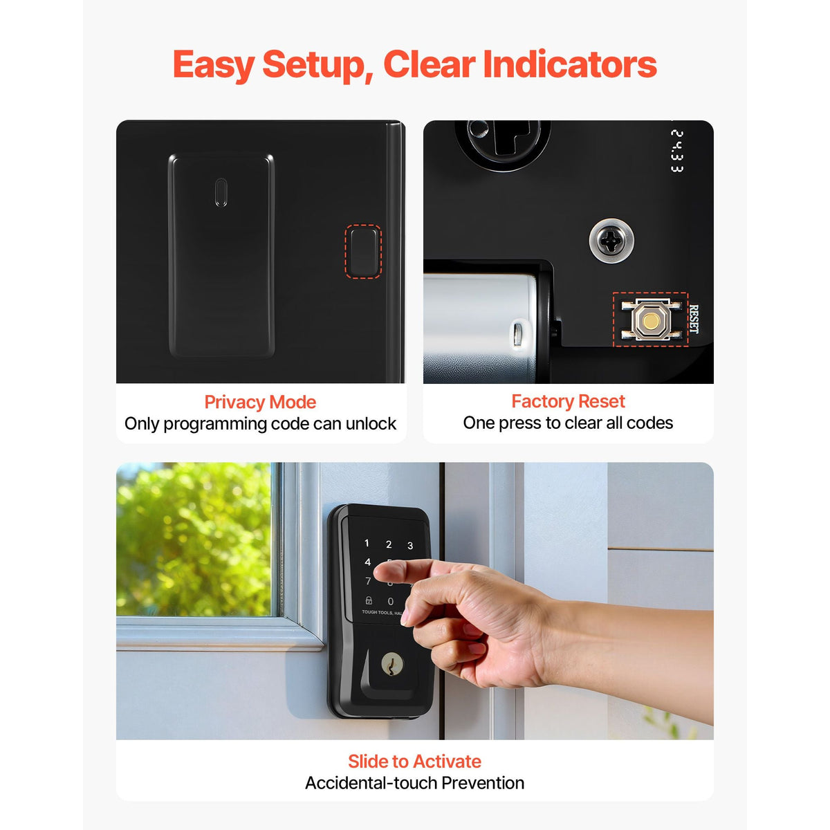 Keyless Entry Door Lock, Touchpad Electronic Deadbolt with IC Card, Customizable User Codes, Keyed Entry, Auto Lock, Anti-Peeking Password, Backlit, Easy Installation, for Home, Matte Black