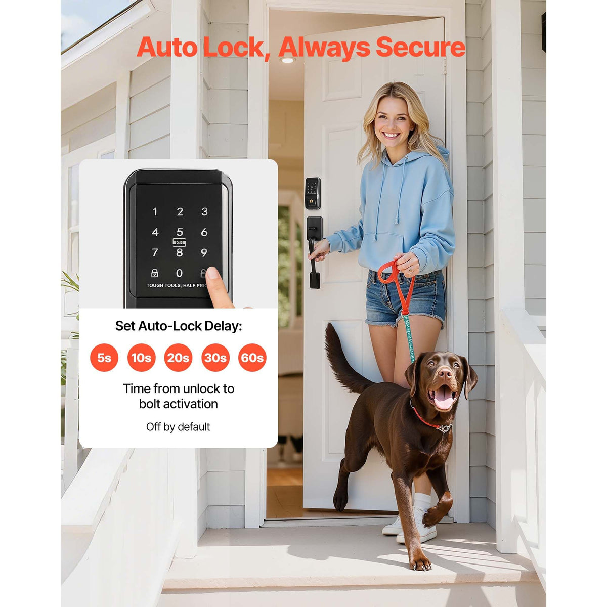 Keyless Entry Door Lock with Handle Set, Touchpad Electronic Deadbolt with IC Card, Customizable User Codes, Keyed Entry, Auto Lock, Anti-Peeking Password, Backlit, for Home, Matte Black
