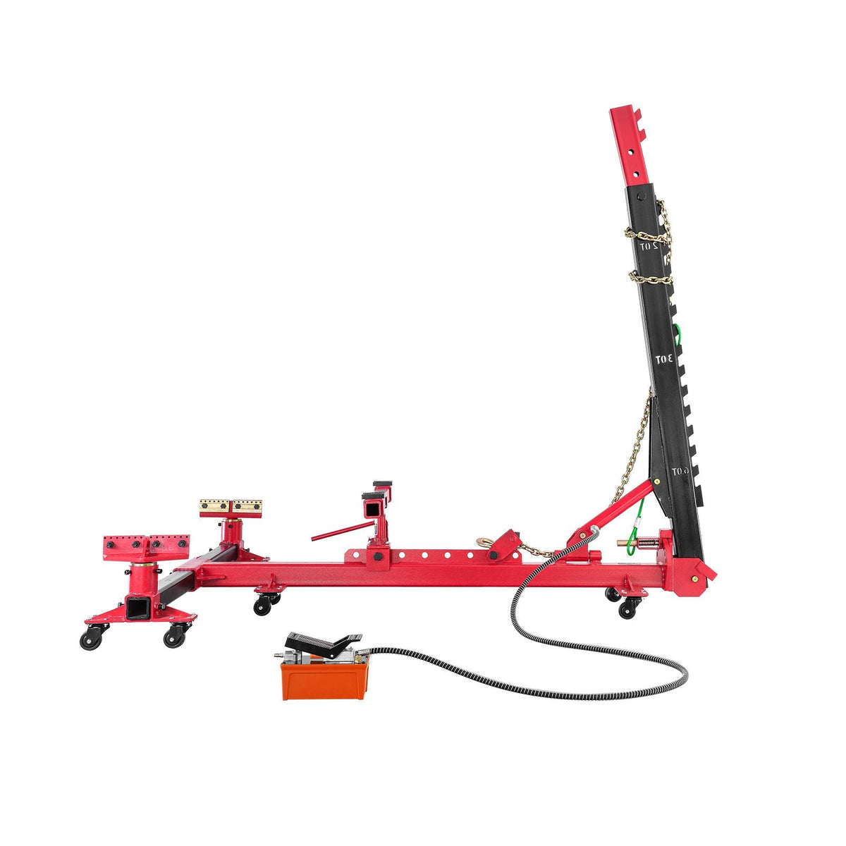 KFFKFF Automobile Chassis Rectifier, 6 Ton Force Auto Chassis Mending Equipment, Vehicle Chassis Apparatus with Rotating Base, Hydraulic Pedal Pump and Tug Clamp Kit, for Vehicle Chassis Renewal