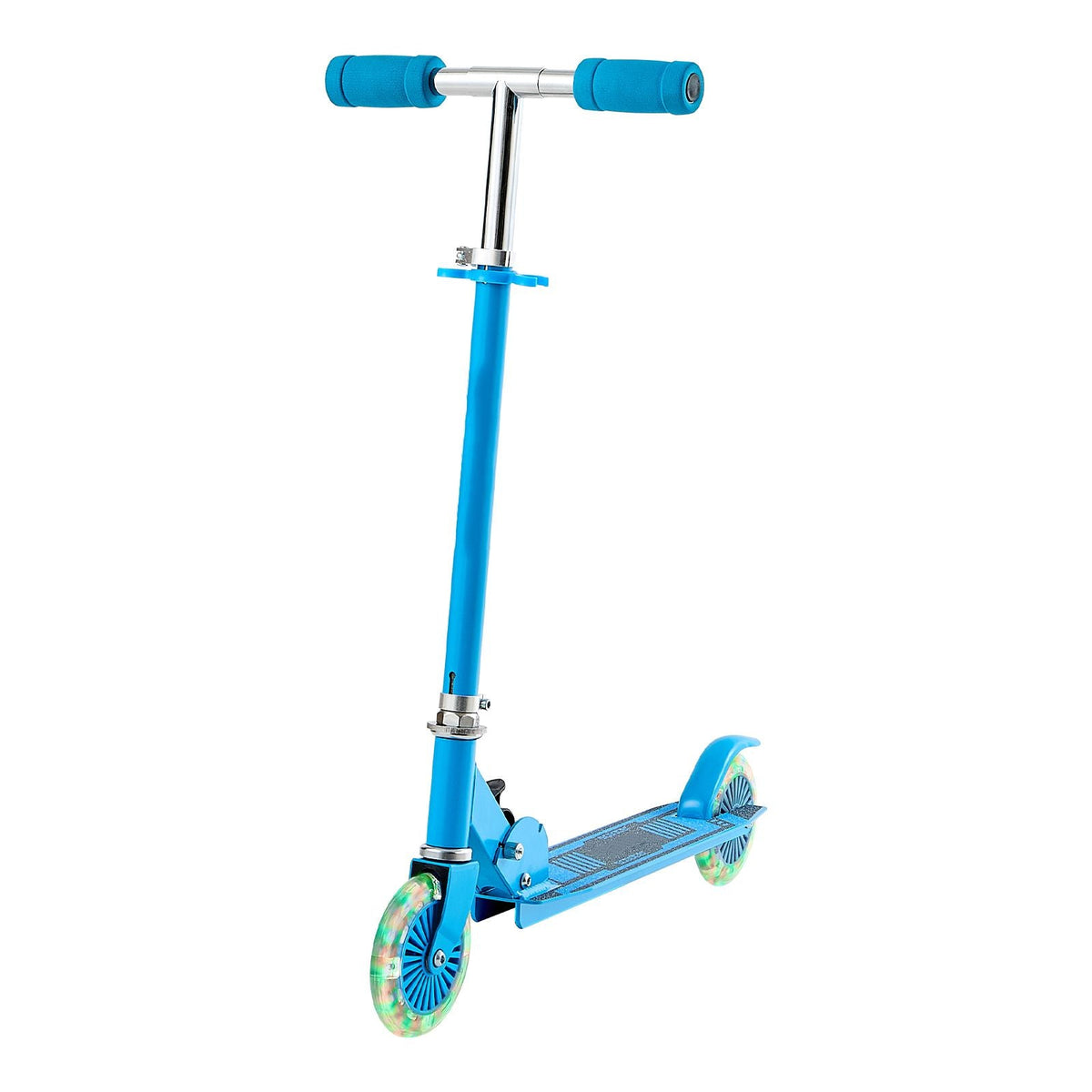 Kick Scooter for Kids Ages 3+, 2-Wheel Toddler Scooter with Light-Up Wheels, Adjustable Height Handlebar, Wide Anti-Slip Deck, Foldable Lightweight Frame for Boys & Girls up to 110 lbs, Blue