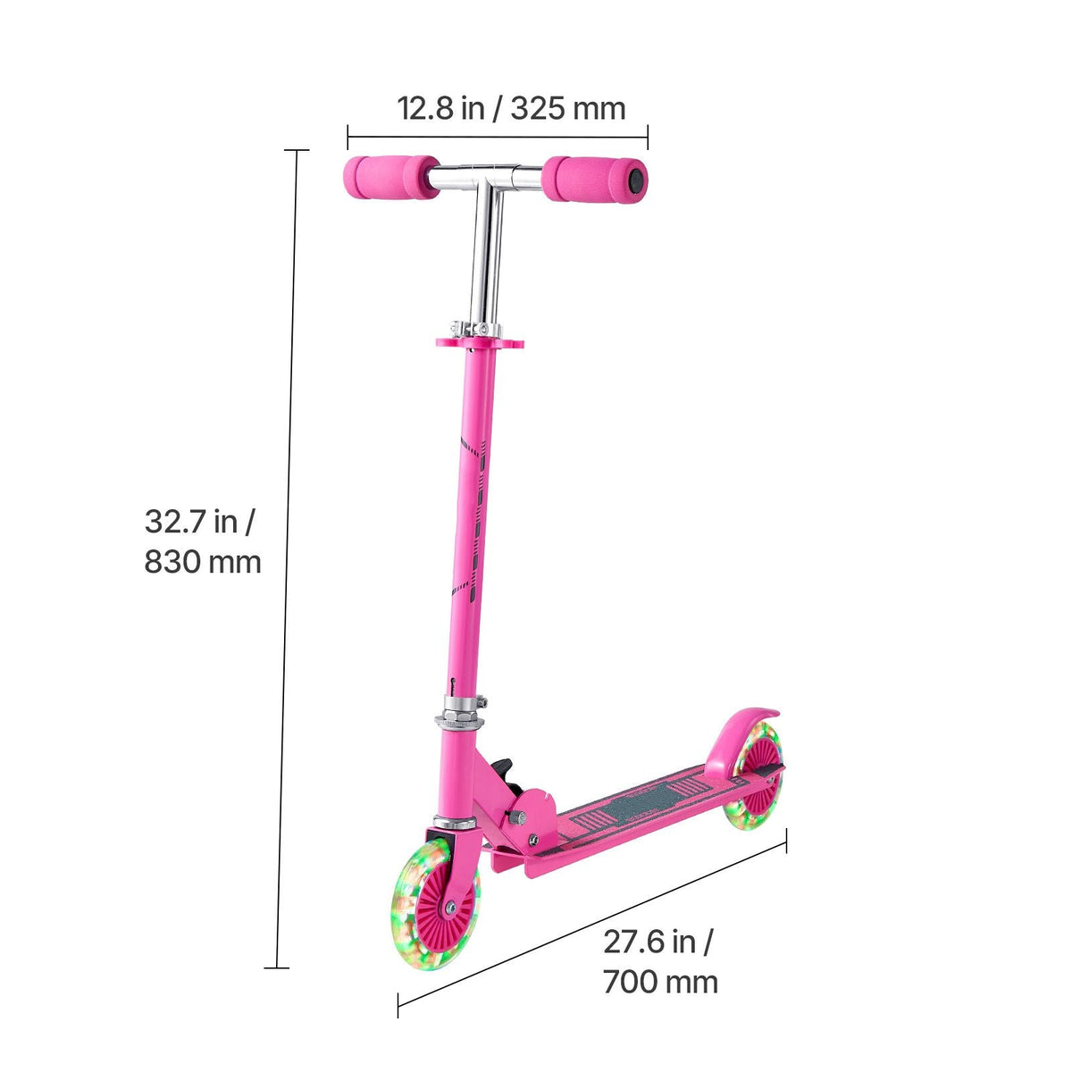 Kick Scooter for Kids Ages 3+, 2-Wheel Toddler Scooter with Light-Up Wheels, Adjustable Height Handlebar, Wide Anti-Slip Deck, Foldable Lightweight Frame for Boys & Girls up to 110 lbs, Pink
