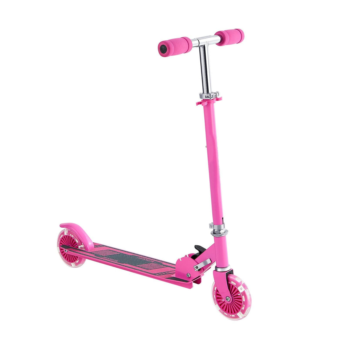 Kick Scooter for Kids Ages 3+, 2-Wheel Toddler Scooter with Light-Up Wheels, Adjustable Height Handlebar, Wide Anti-Slip Deck, Foldable Lightweight Frame for Boys & Girls up to 110 lbs, Pink