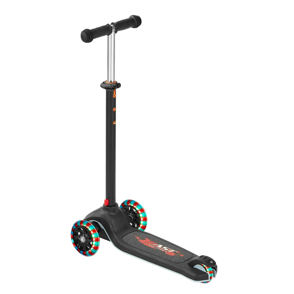Kick Scooter for Kids Ages 3+, 3-Wheel Toddler Scooter with Light-Up Wheels, Adjustable Height Handlebar, Wide Anti-Slip Deck, Lightweight Aluminum Frame for Boys & Girls up to 165 lbs, Black