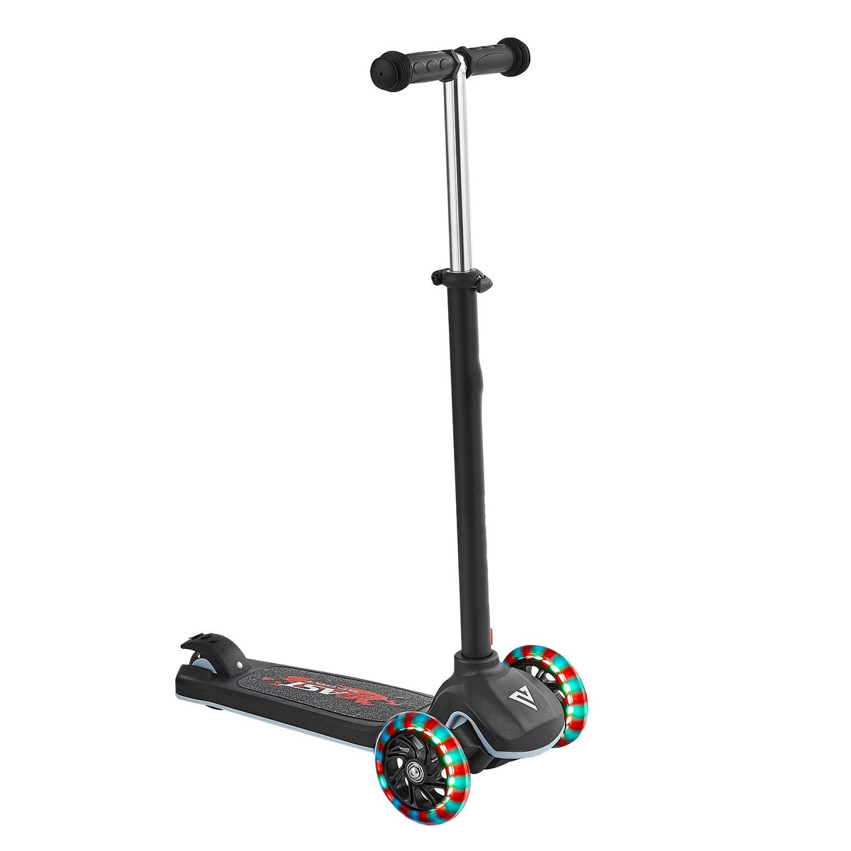 Kick Scooter for Kids Ages 3+, 3-Wheel Toddler Scooter with Light-Up Wheels, Adjustable Height Handlebar, Wide Anti-Slip Deck, Lightweight Aluminum Frame for Boys & Girls up to 165 lbs, Black