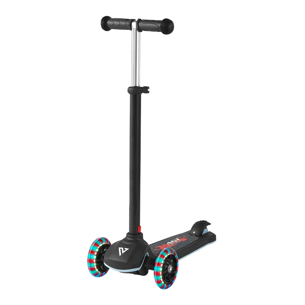 Kick Scooter for Kids Ages 3+, 3-Wheel Toddler Scooter with Light-Up Wheels, Adjustable Height Handlebar, Wide Anti-Slip Deck, Lightweight Aluminum Frame for Boys & Girls up to 165 lbs, Black
