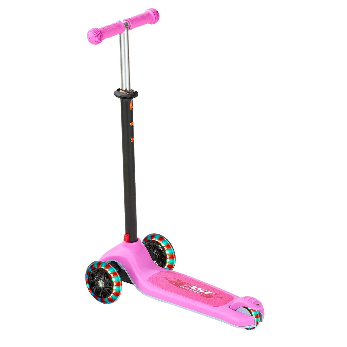 Kick Scooter for Kids Ages 3+, 3-Wheel Toddler Scooter with Light-Up Wheels, Adjustable Height Handlebar, Wide Anti-Slip Deck, Lightweight Aluminum Frame for Boys & Girls up to 165 lbs, Pink
