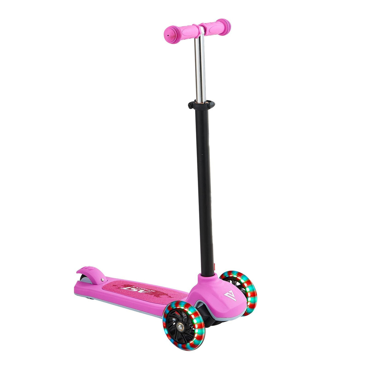 Kick Scooter for Kids Ages 3+, 3-Wheel Toddler Scooter with Light-Up Wheels, Adjustable Height Handlebar, Wide Anti-Slip Deck, Lightweight Aluminum Frame for Boys & Girls up to 165 lbs, Pink