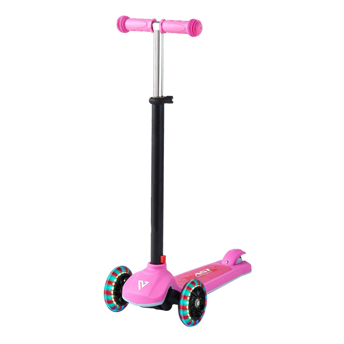 Kick Scooter for Kids Ages 3+, 3-Wheel Toddler Scooter with Light-Up Wheels, Adjustable Height Handlebar, Wide Anti-Slip Deck, Lightweight Aluminum Frame for Boys & Girls up to 165 lbs, Pink