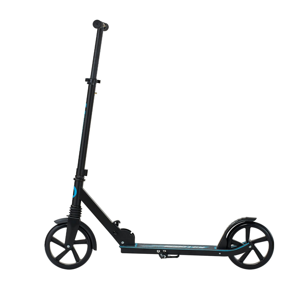 Kick Scooter for Kids Ages 8+, Teens & Adults, 2-Wheel Toddler Scooter with Adjustable Height Handlebar, Wide Anti-Slip Deck, Foldable Lightweight for Boys & Girls up to 220 lbs, Black + Blue