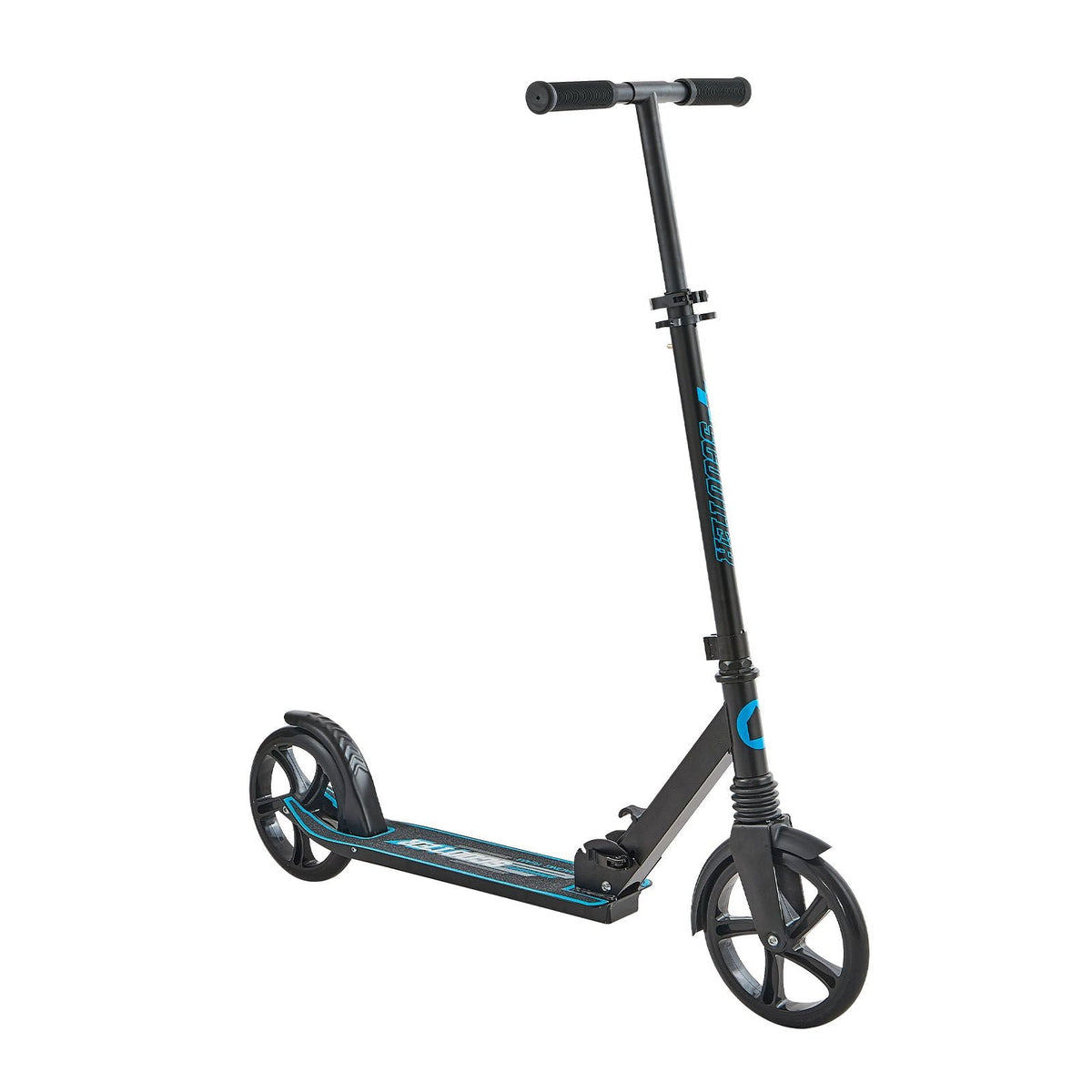 Kick Scooter for Kids Ages 8+, Teens & Adults, 2-Wheel Toddler Scooter with Adjustable Height Handlebar, Wide Anti-Slip Deck, Foldable Lightweight for Boys & Girls up to 220 lbs, Black + Blue