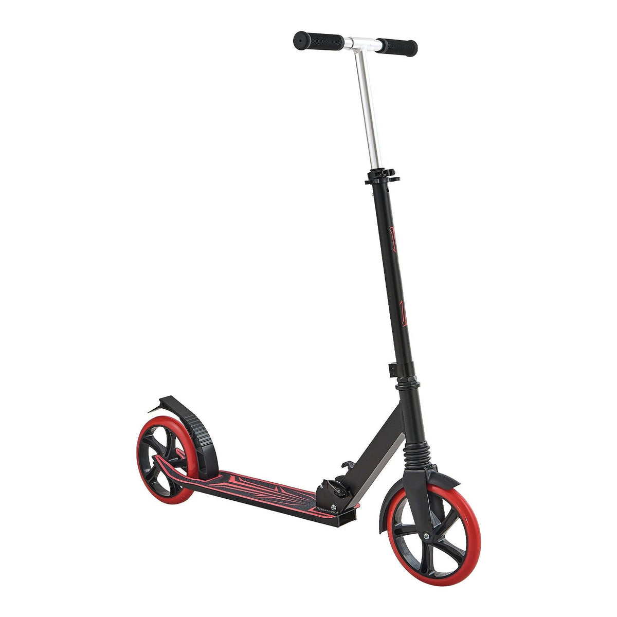 Kick Scooter for Kids Ages 8+, Teens & Adults, 2-Wheel Toddler Scooter with Adjustable Height Handlebar, Wide Anti-Slip Deck, Foldable Lightweight for Boys & Girls up to 220 lbs, Black + Red