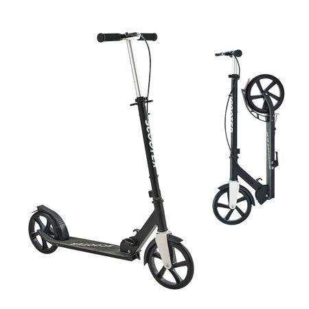 Kick Scooter for Kids Ages 8+, Teens & Adults, 2-Wheel Toddler Scooter with Adjustable Height Handlebar, Wide Anti-Slip Deck, Foldable Lightweight for Boys & Girls up to 220 lbs, Black + Silver