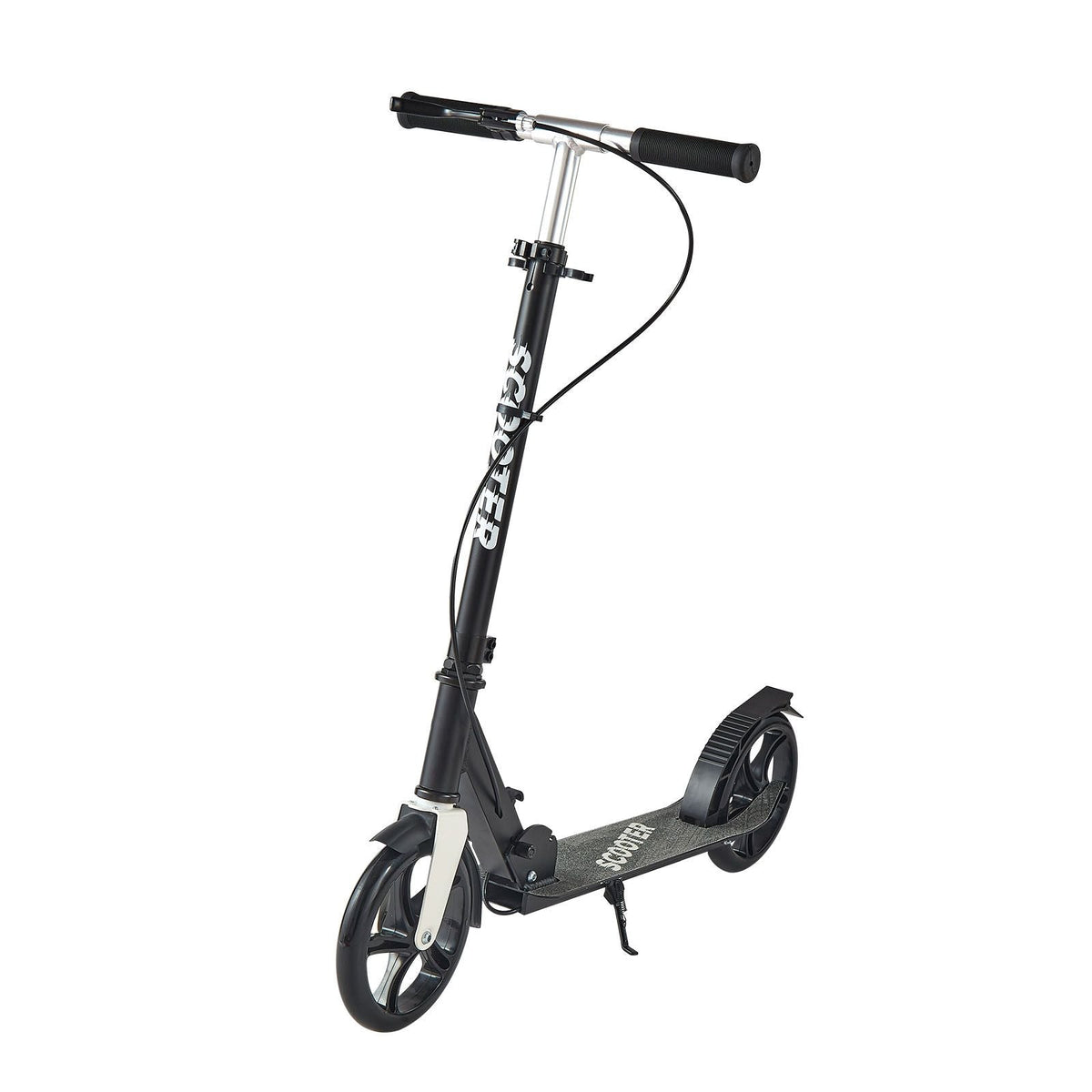 Kick Scooter for Kids Ages 8+, Teens & Adults, 2-Wheel Toddler Scooter with Adjustable Height Handlebar, Wide Anti-Slip Deck, Foldable Lightweight for Boys & Girls up to 220 lbs, Black + Silver