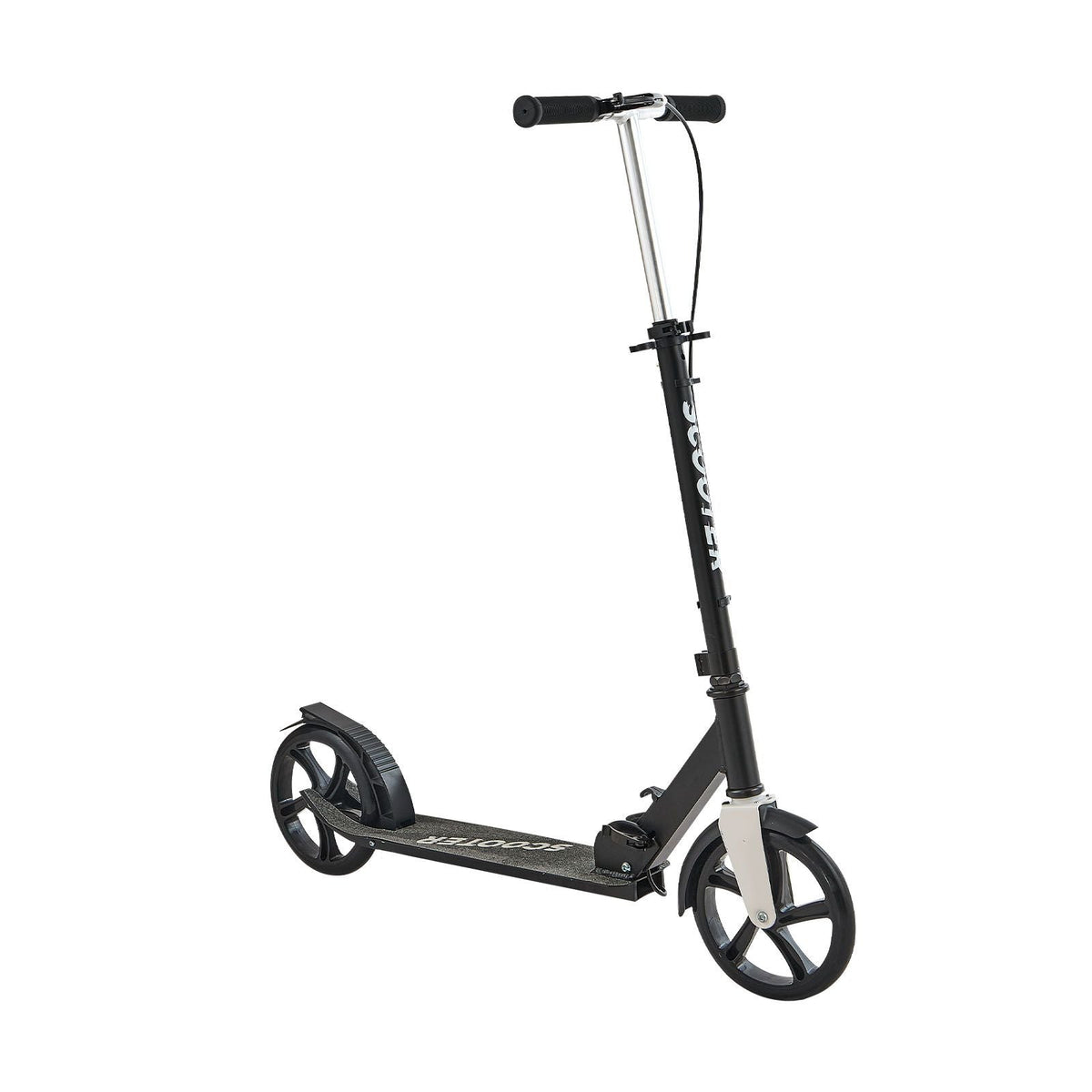 Kick Scooter for Kids Ages 8+, Teens & Adults, 2-Wheel Toddler Scooter with Adjustable Height Handlebar, Wide Anti-Slip Deck, Foldable Lightweight for Boys & Girls up to 220 lbs, Black + Silver