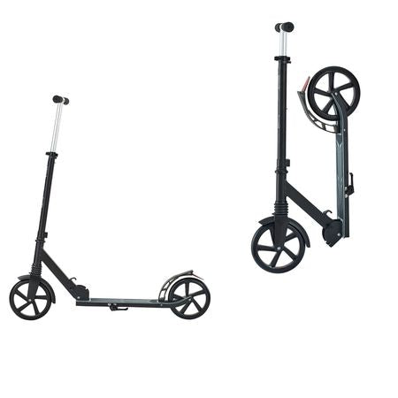 Kick Scooter for Kids Ages 8+, Teens & Adults, 2-Wheel Toddler Scooter with Adjustable Height Handlebar, Wide Anti-Slip Deck, Foldable Lightweight Frame for Boys & Girls up to 220 lbs, Black