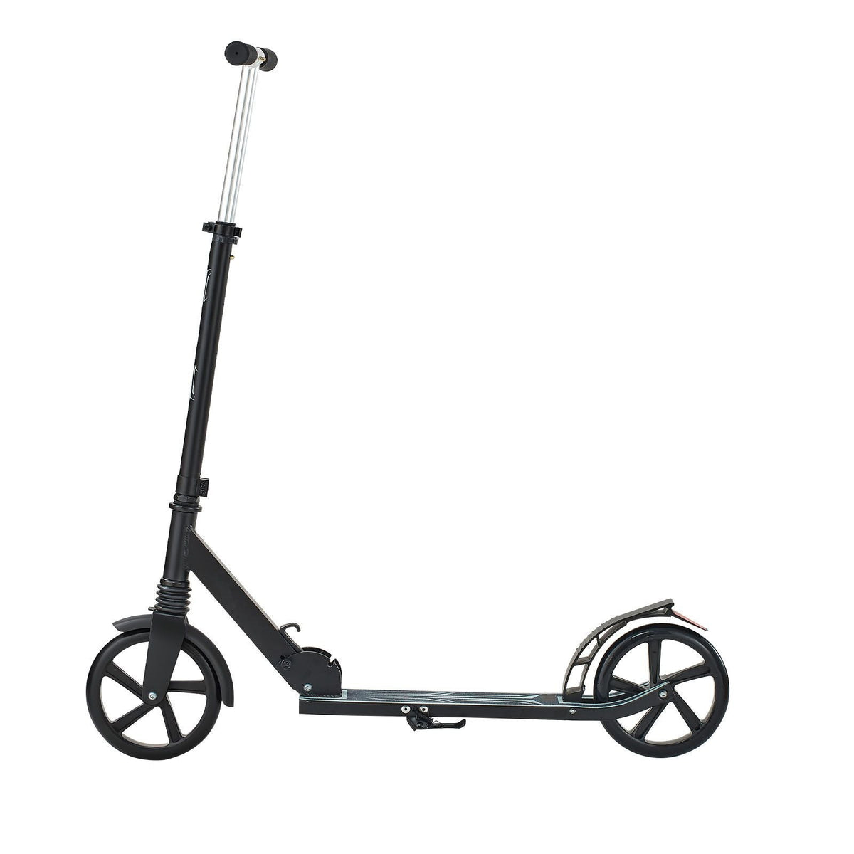 Kick Scooter for Kids Ages 8+, Teens & Adults, 2-Wheel Toddler Scooter with Adjustable Height Handlebar, Wide Anti-Slip Deck, Foldable Lightweight Frame for Boys & Girls up to 220 lbs, Black
