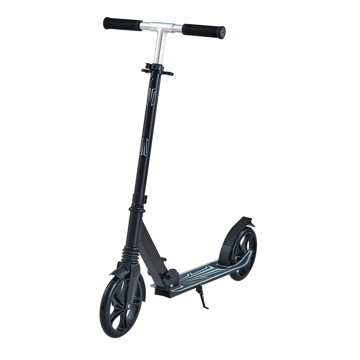 Kick Scooter for Kids Ages 8+, Teens & Adults, 2-Wheel Toddler Scooter with Adjustable Height Handlebar, Wide Anti-Slip Deck, Foldable Lightweight Frame for Boys & Girls up to 220 lbs, Black