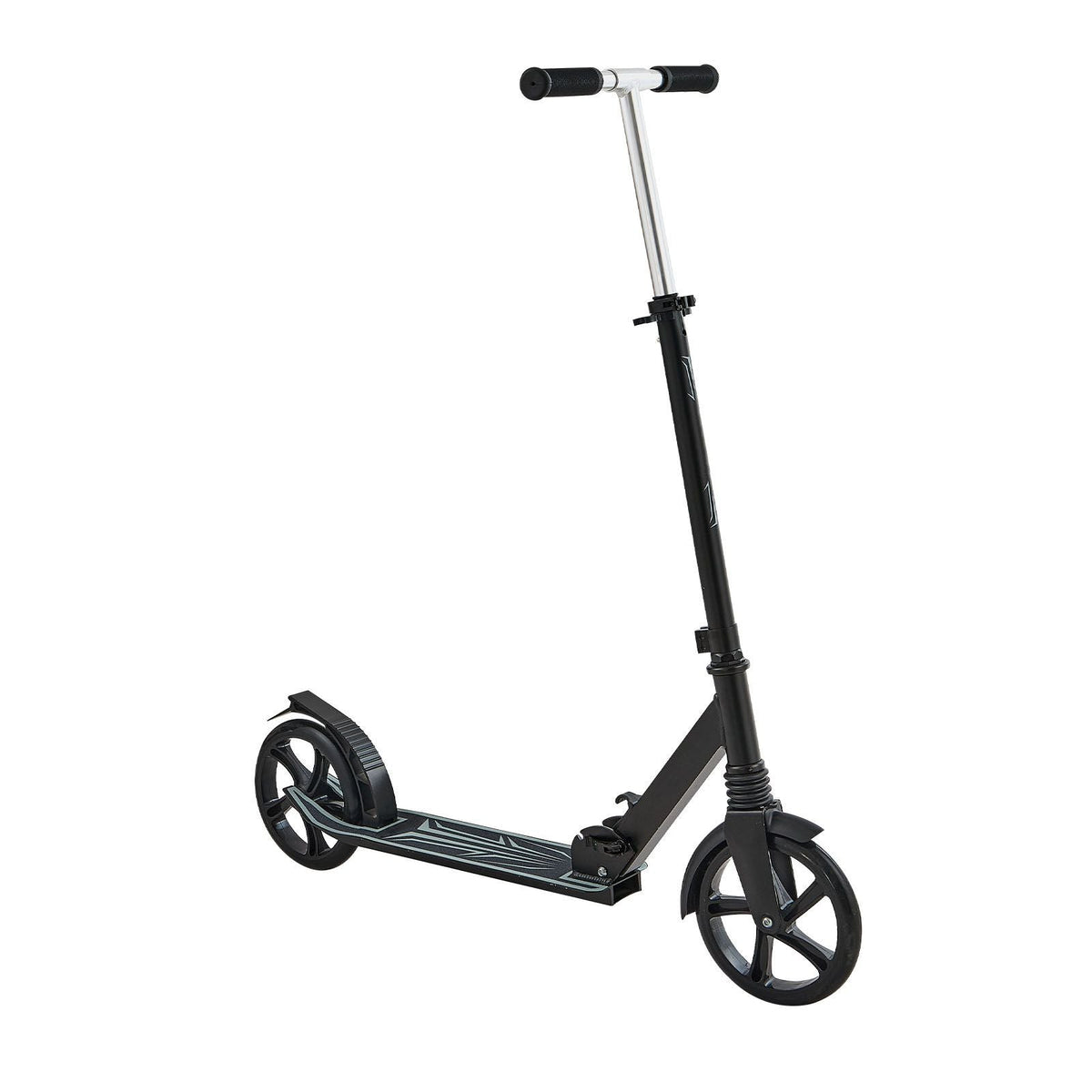 Kick Scooter for Kids Ages 8+, Teens & Adults, 2-Wheel Toddler Scooter with Adjustable Height Handlebar, Wide Anti-Slip Deck, Foldable Lightweight Frame for Boys & Girls up to 220 lbs, Black