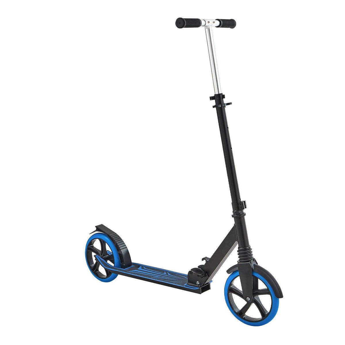 Kick Scooter for Kids Ages 8+, Teens & Adults, 2-Wheel Toddler Scooter with Adjustable Height Handlebar, Wide Anti-Slip Deck, Foldable Lightweight Frame for Boys & Girls up to 220 lbs, Blue