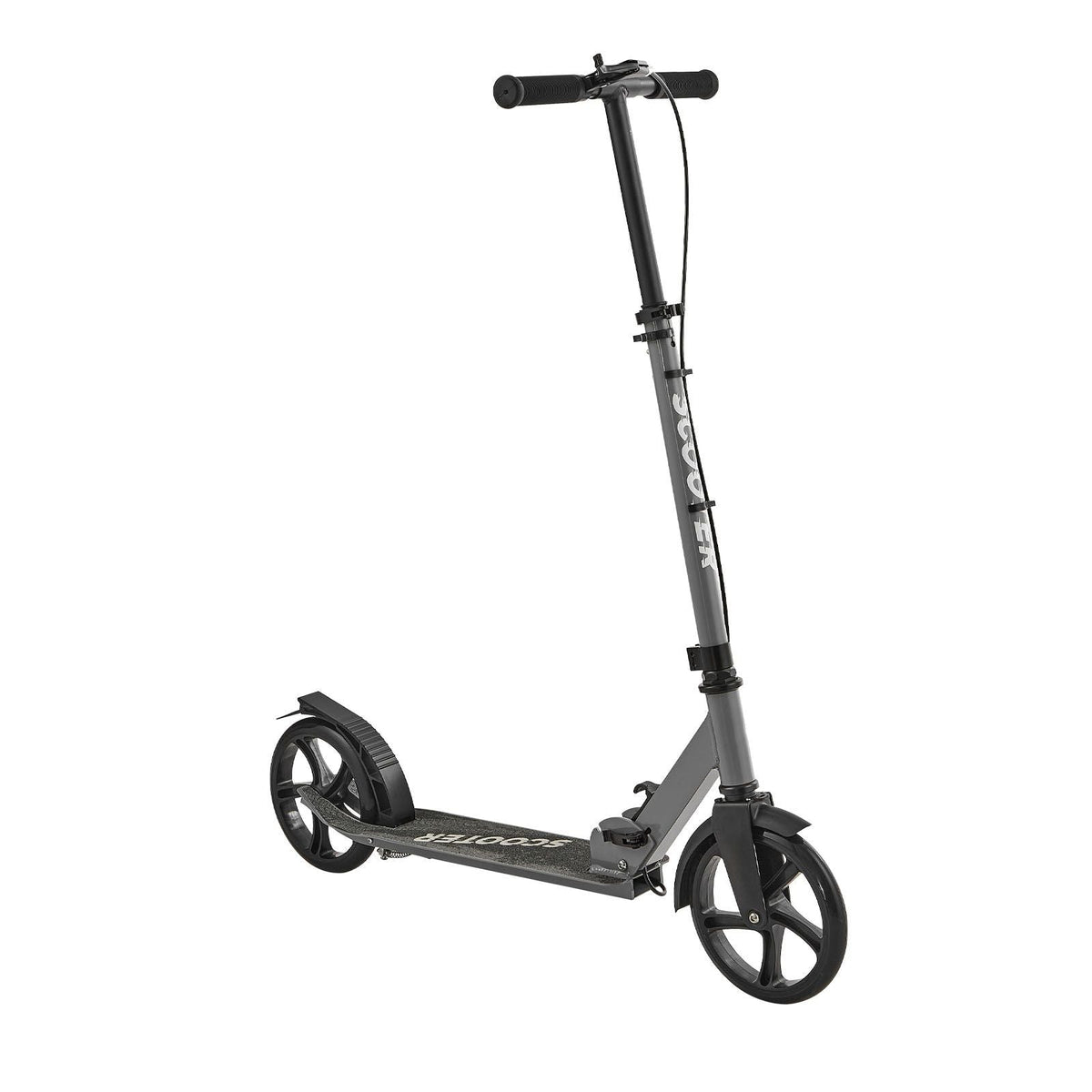 Kick Scooter for Kids Ages 8+, Teens & Adults, 2-Wheel Toddler Scooter with Adjustable Height Handlebar, Wide Anti-Slip Deck, Foldable Lightweight Frame for Boys & Girls up to 220 lbs, Gray