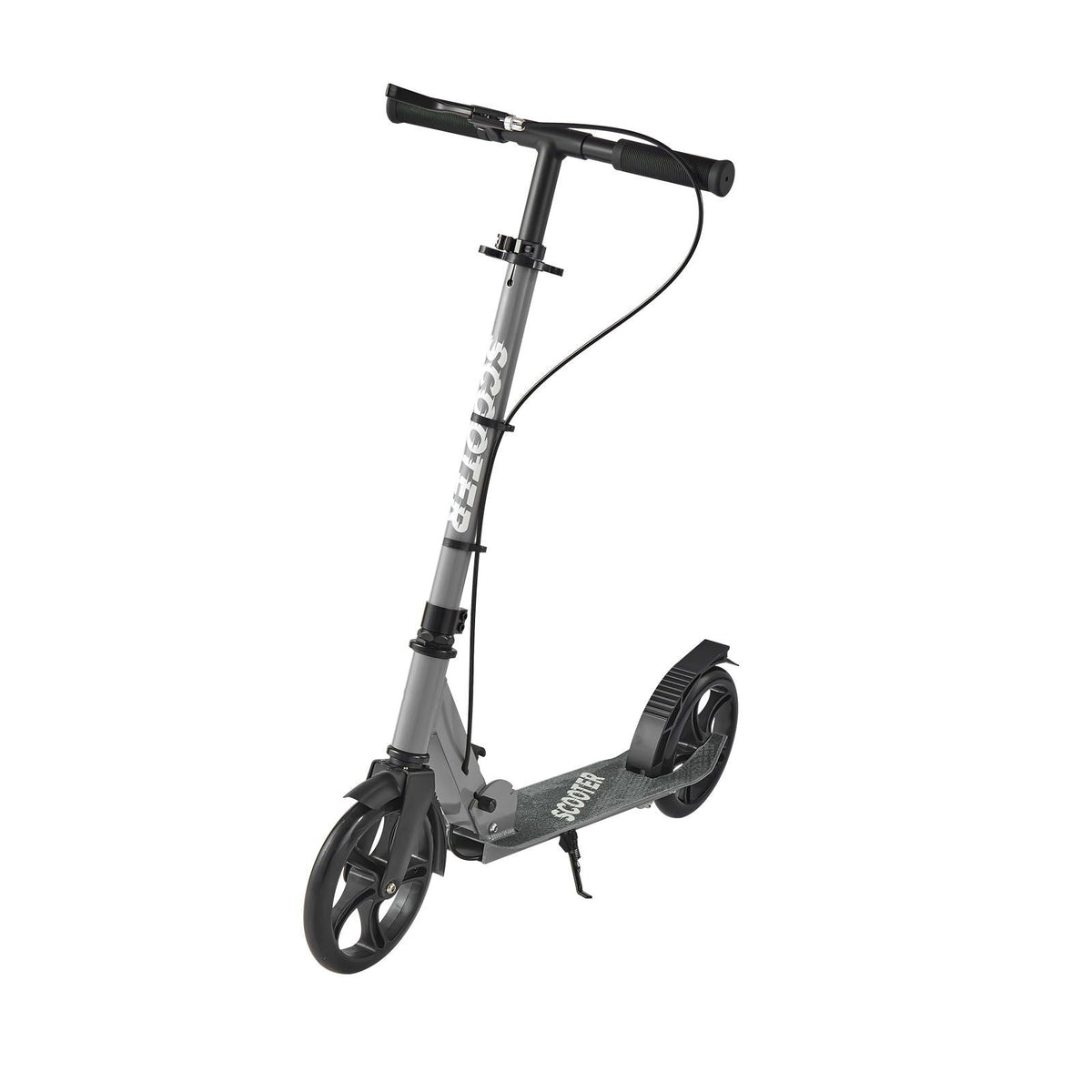 Kick Scooter for Kids Ages 8+, Teens & Adults, 2-Wheel Toddler Scooter with Adjustable Height Handlebar, Wide Anti-Slip Deck, Foldable Lightweight Frame for Boys & Girls up to 220 lbs, Gray
