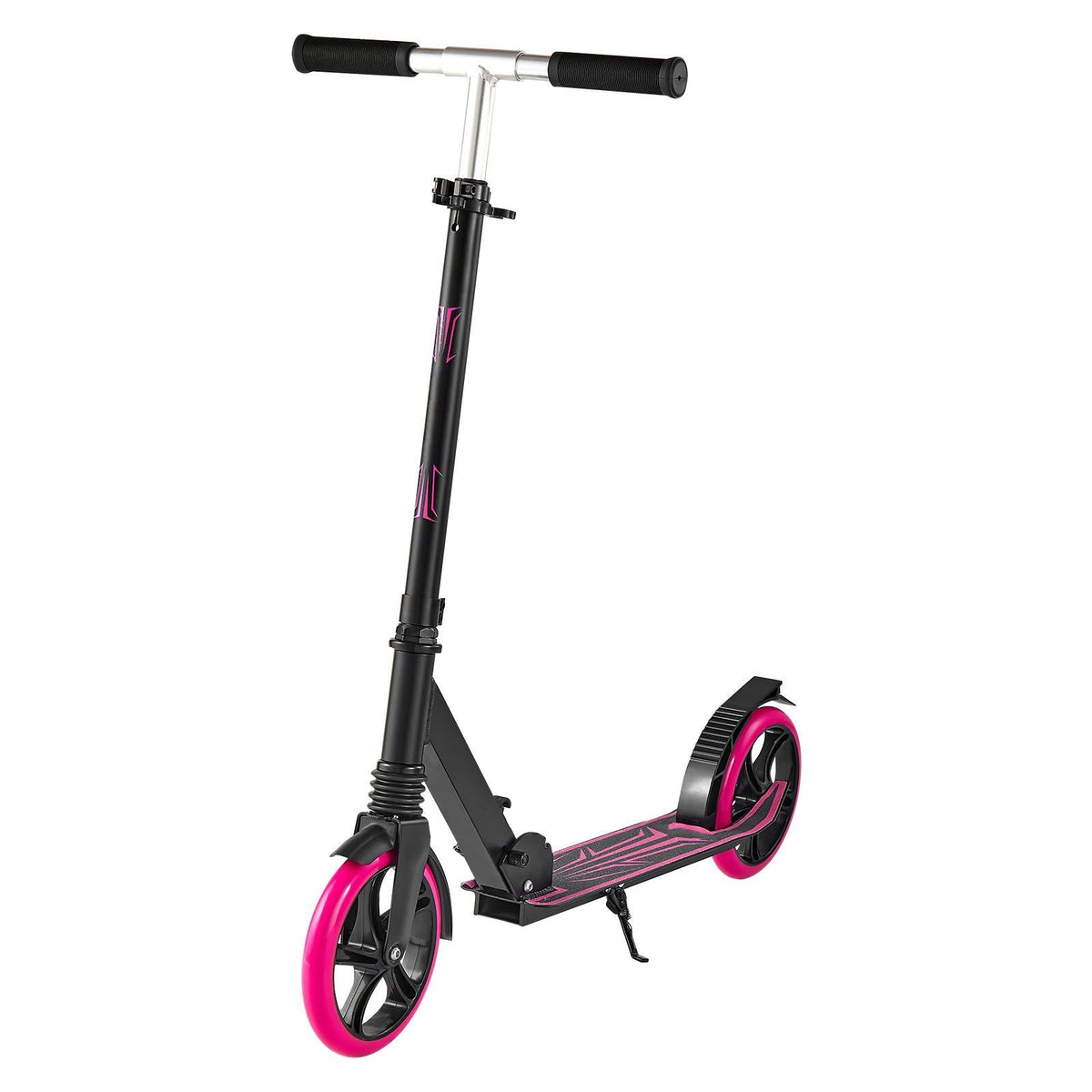 Kick Scooter for Kids Ages 8+, Teens & Adults, 2-Wheel Toddler Scooter with Adjustable Height Handlebar, Wide Anti-Slip Deck, Foldable Lightweight Frame for Boys & Girls up to 220 lbs, Pink