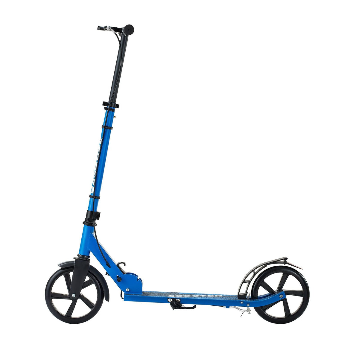 Kick Scooter for Kids Ages 8+, Teens & Adults, 2-Wheel Toddler Scooter with Height Adjustable Handlebar, Wide Anti-Slip Deck, Foldable Lightweight for Boys & Girls up to 220 lbs, Black + Blue
