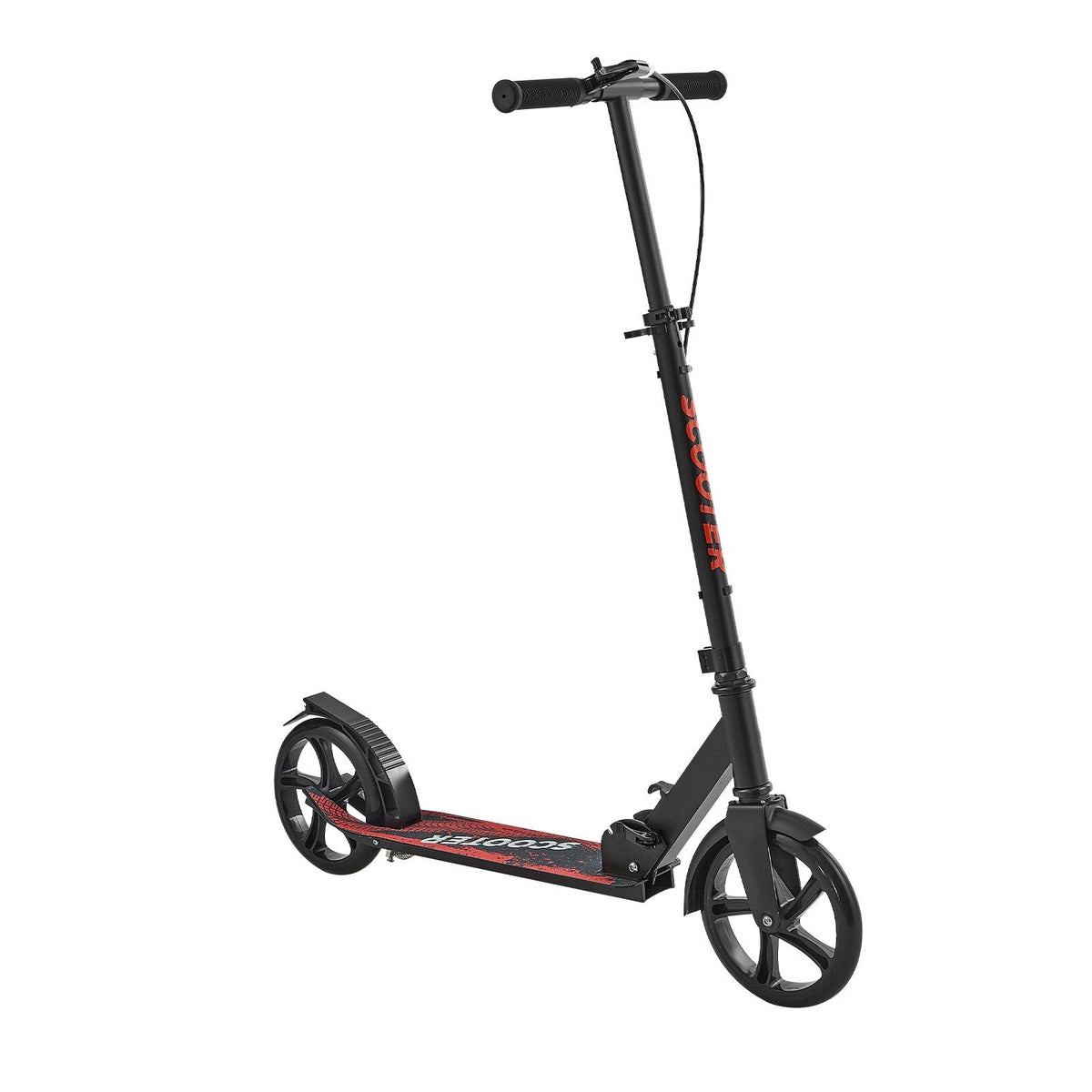Kick Scooter for Kids Ages 8+, Teens & Adults, 2-Wheel Toddler Scooter with Height Adjustable Handlebar, Wide Anti-Slip Deck, Foldable Lightweight Frame for Boys & Girls up to 220 lbs, Black