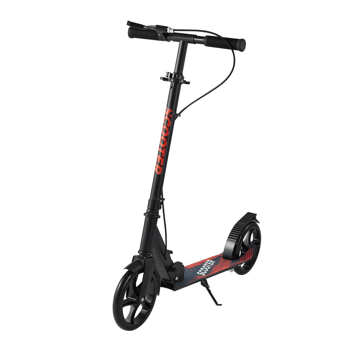 Kick Scooter for Kids Ages 8+, Teens & Adults, 2-Wheel Toddler Scooter with Height Adjustable Handlebar, Wide Anti-Slip Deck, Foldable Lightweight Frame for Boys & Girls up to 220 lbs, Black