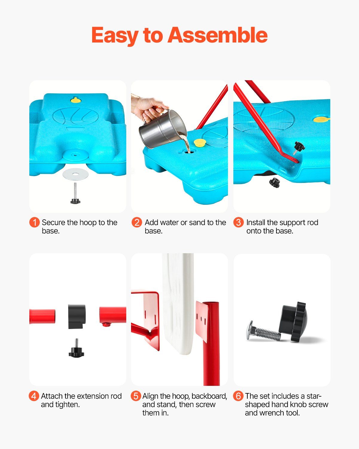 Kids Basketball Hoop, Height Adjustable, Portable Basketball Court with Fillable Base, Indoor and Outdoor Backyard Sport Game, Toddler Basketball Toys for Kids 3-8 Years Old, Boys and Girls