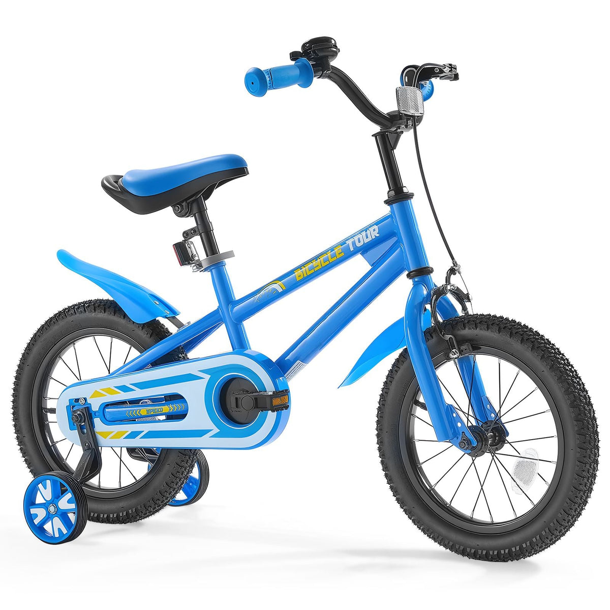 Kids Bike, 14 Inches BMX Style Children Bicycle, Rider Height 2.95 ft - 3.77 ft, Training Wheels Included, Sturdy and Easy to Assemble, Toddler Bike for Boys & Girls Learning to Ride, Blue